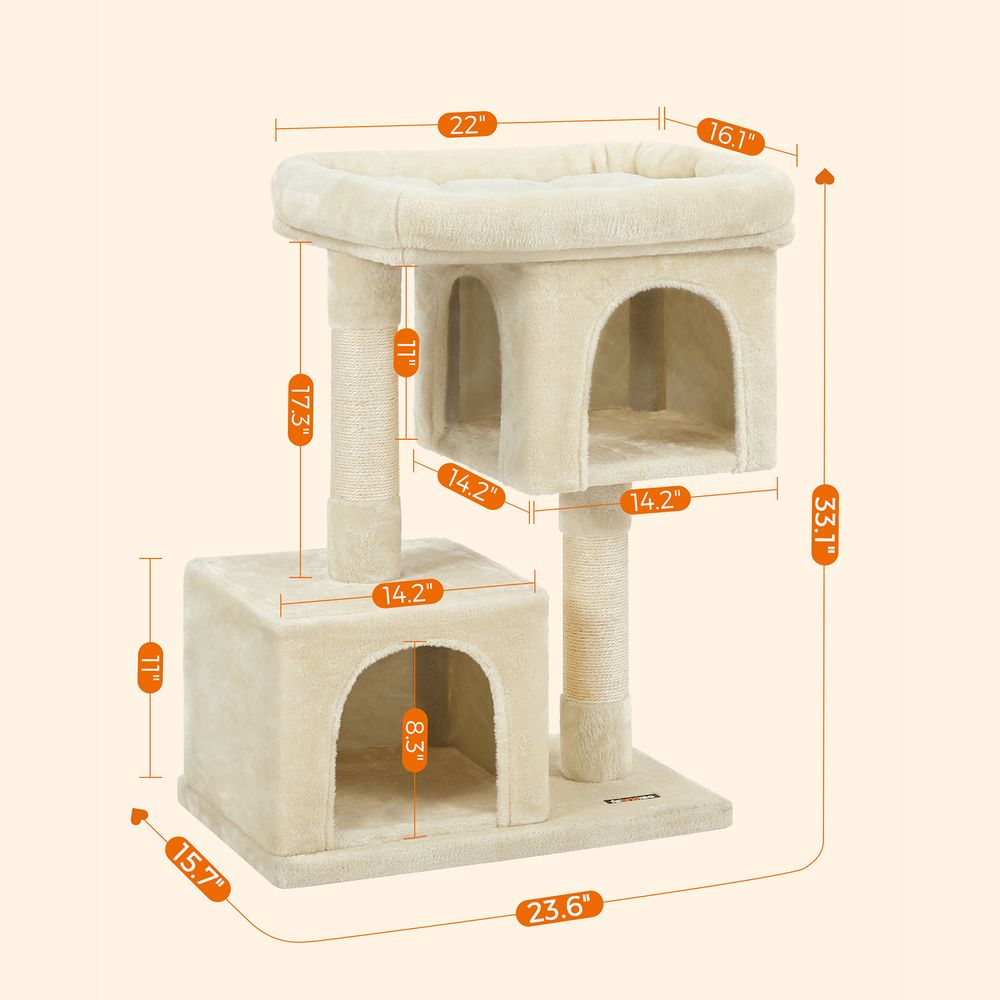 Cat Tower - 26.4 Inch - With 2 Cat Caves