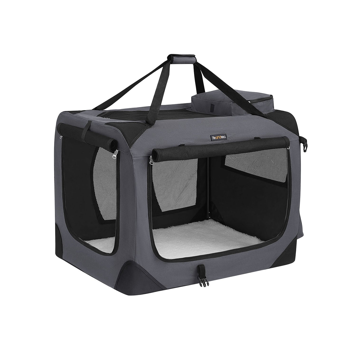 Dog Carrier Soft Sided Foldable Pet Travel Crate With Mesh Windows
