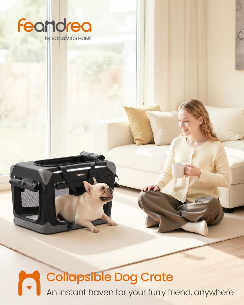 Collapsible Dog Crate Soft Sided Pet Travel Carrier With Mesh Doors