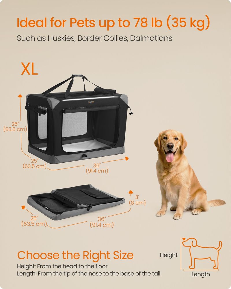 Collapsible Dog Crate Soft Sided Pet Travel Carrier With Mesh Doors