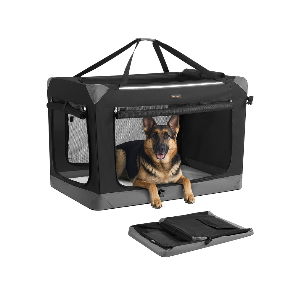 Collapsible Dog Crate Soft Sided Pet Travel Carrier With Mesh Doors