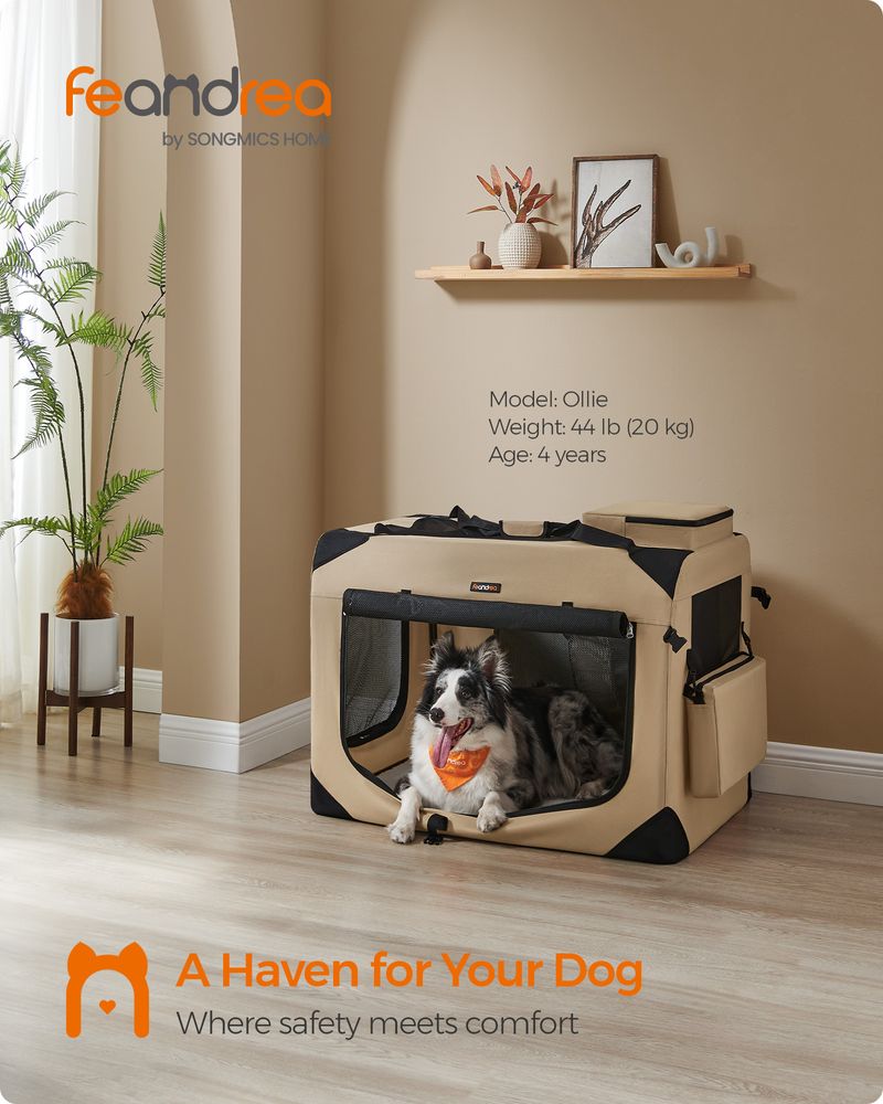 Dog Carrier Soft Sided Foldable Pet Travel Crate With Mesh Windows