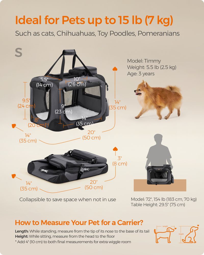 Dog Carrier Soft Sided Foldable Pet Travel Crate With Mesh Windows