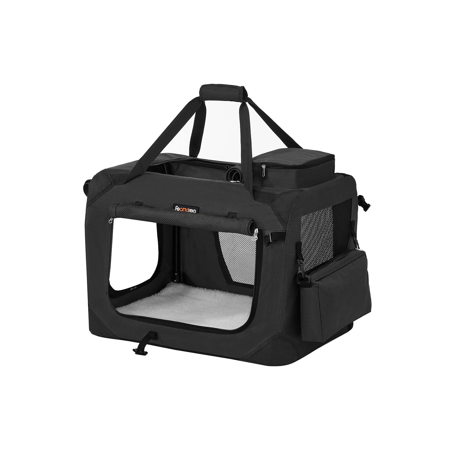 Dog Carrier Soft Sided Foldable Pet Travel Crate With Mesh Windows