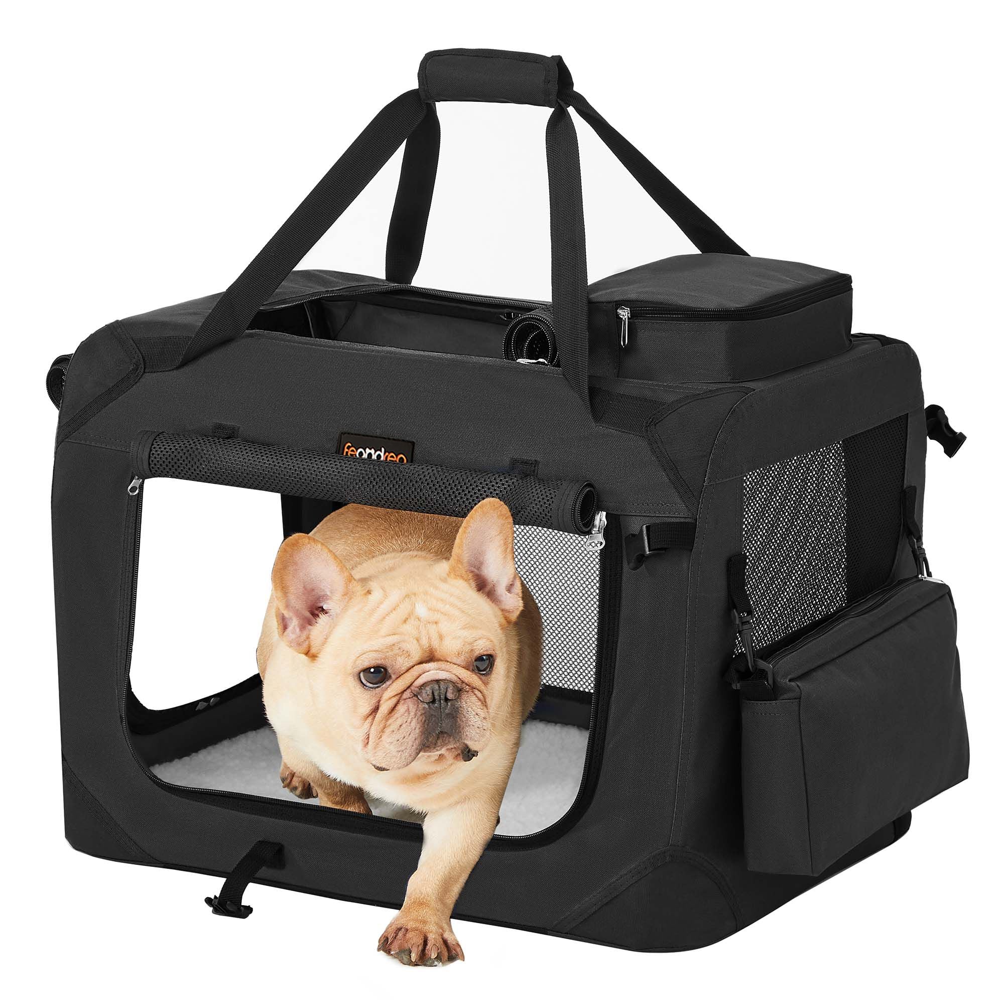 Dog Carrier Soft Sided Foldable Pet Travel Crate With Mesh Windows