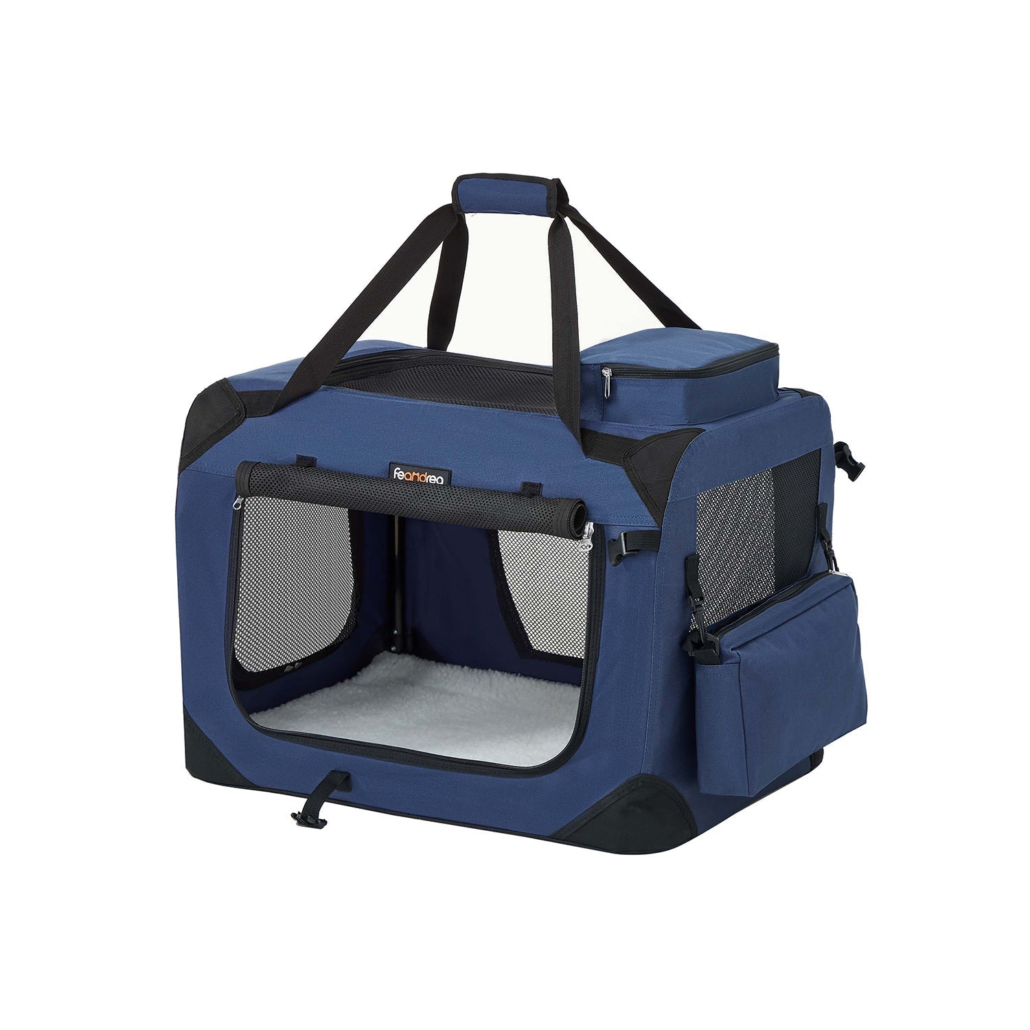 Dog Carrier Soft Sided Foldable Pet Travel Crate With Mesh Windows