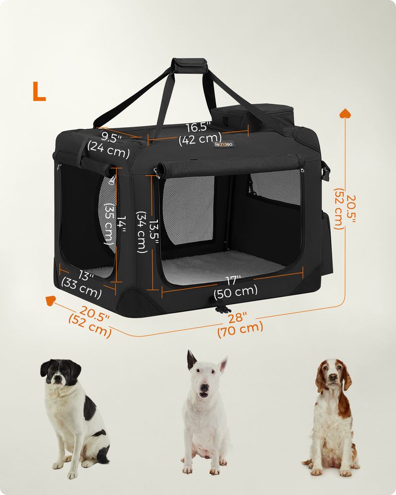 Dog Carrier Soft Sided Foldable Pet Travel Crate With Mesh Windows