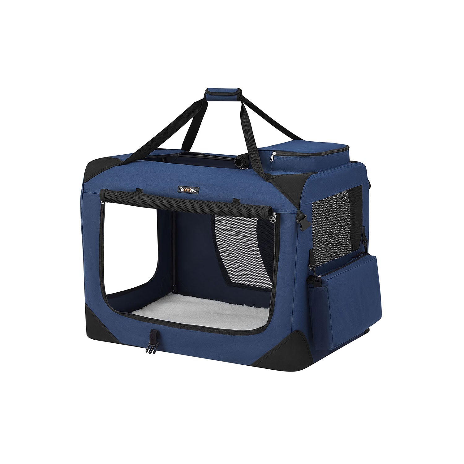 Dog Carrier Soft Sided Foldable Pet Travel Crate With Mesh Windows