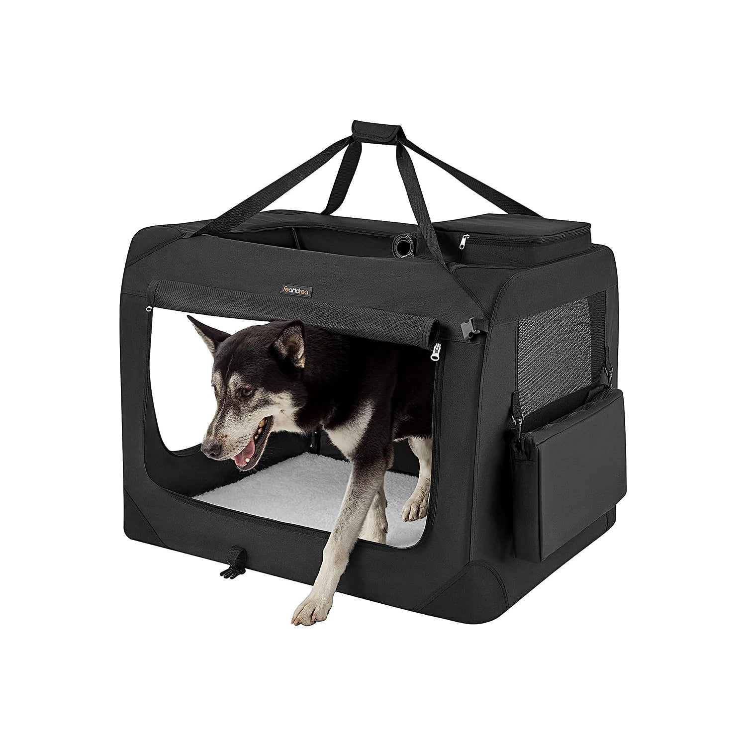 Dog Carrier Soft Sided Foldable Pet Travel Crate With Mesh Windows