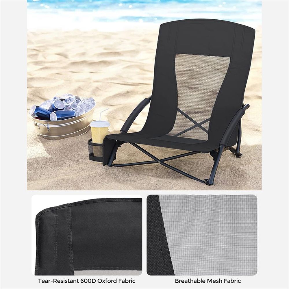 Outdoor Beach Chair - Portable - High Backrest With Cup Holder