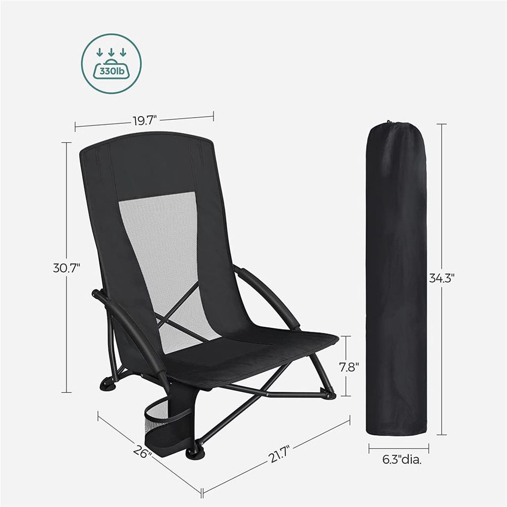 Outdoor Beach Chair - Portable - High Backrest With Cup Holder