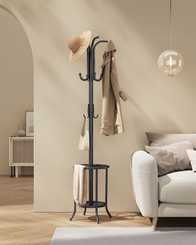 Coat Rack Freestanding - With Umbrella Holder - Entryway Stand