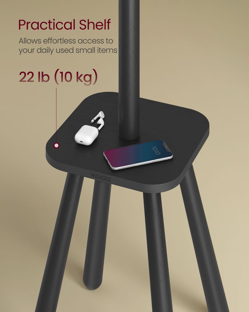 Free Standing Coat Stand With 8 Hooks – Storage Shelf – Entryway Organizer