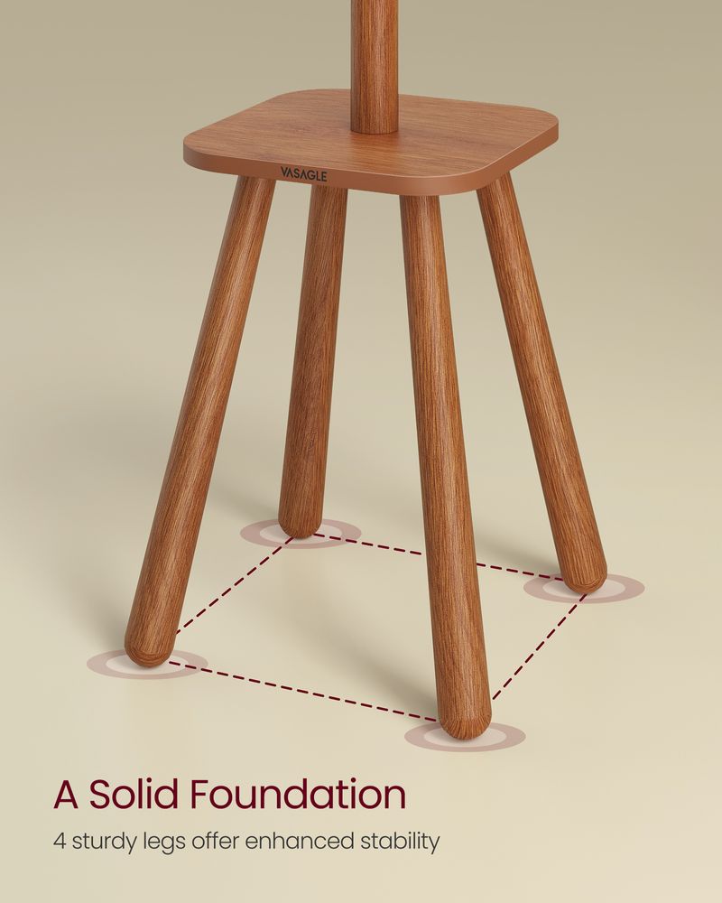 Free Standing Coat Stand With 8 Hooks – Storage Shelf – Entryway Organizer