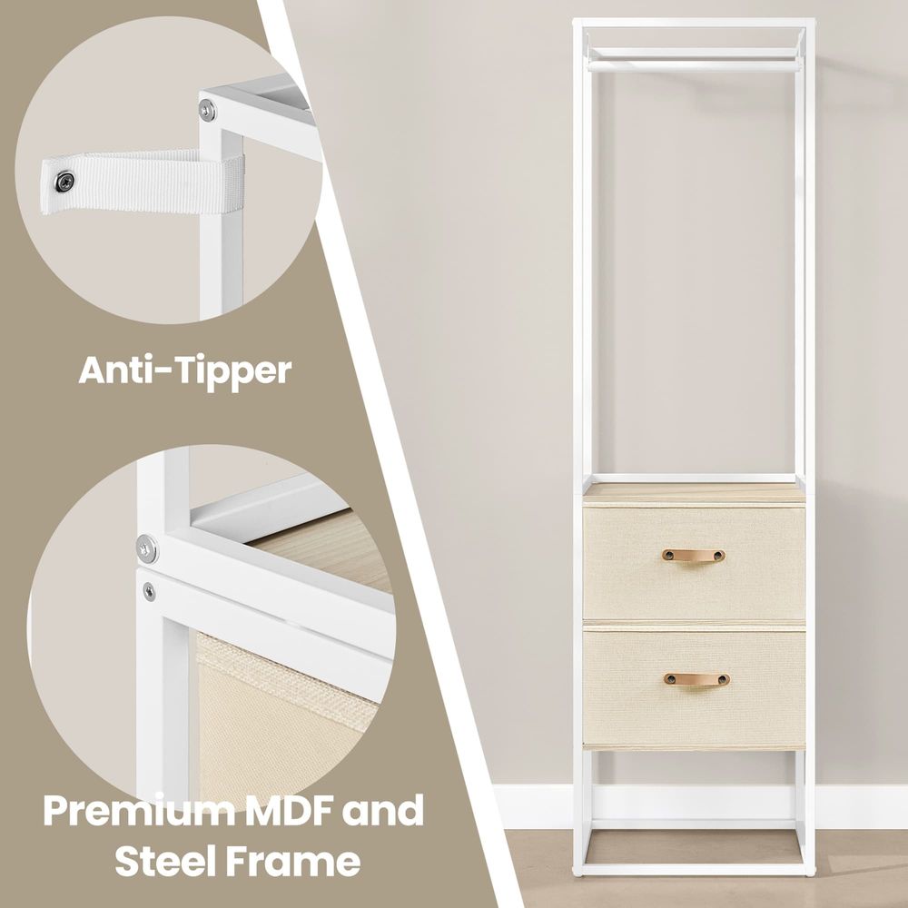 Heavy Duty Clothes Rack With Extendable Hanging Rod Shelves Organizer