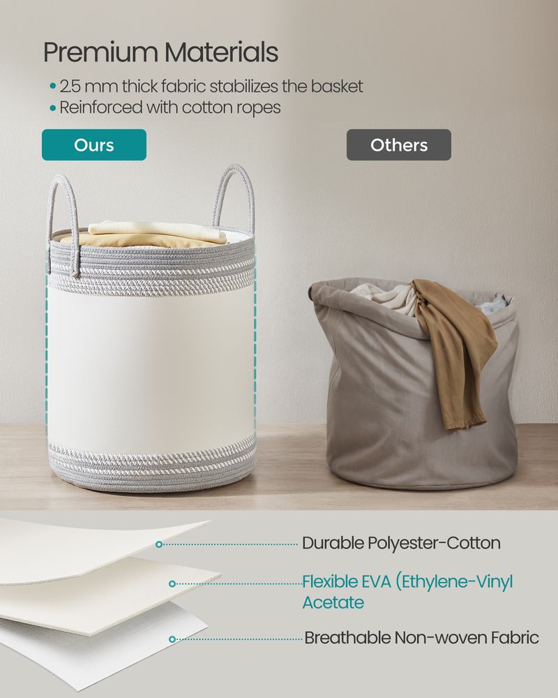 18.9 Gallon Laundry Hamper With Drawstring Handles Portable Basket