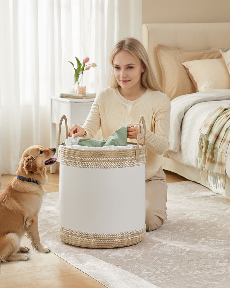 18.9 Gallon Laundry Hamper With Drawstring Handles Portable Basket