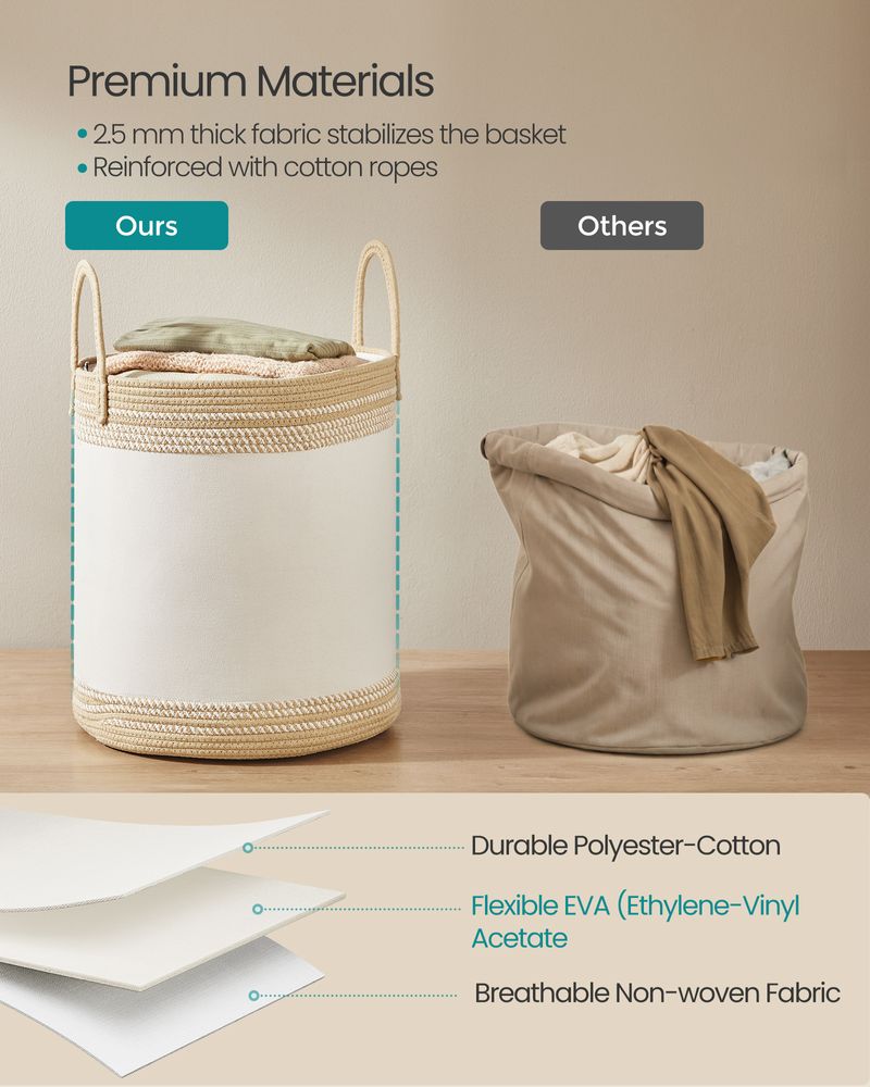 18.9 Gallon Laundry Hamper With Drawstring Handles Portable Basket