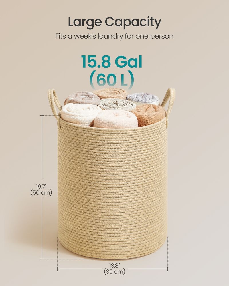 18.9 Gallon Laundry Hamper With Drawstring Handles Portable Basket