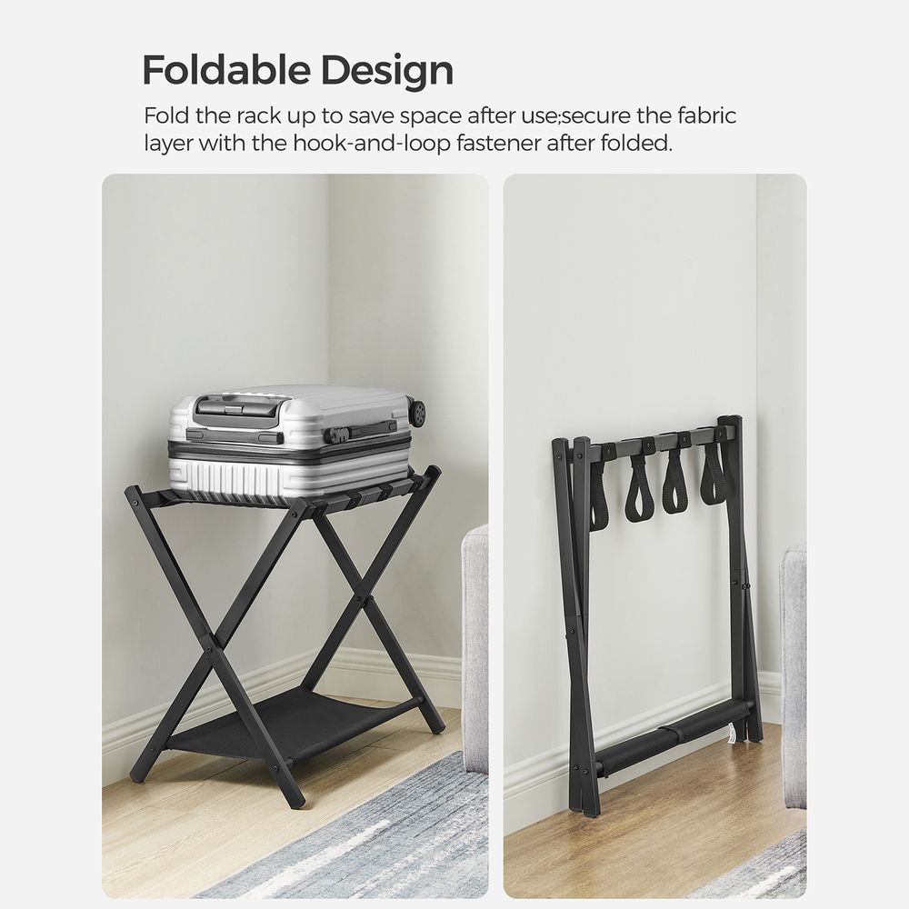 Luggage Racks - Folding With Storage Shelf - Set Of 2