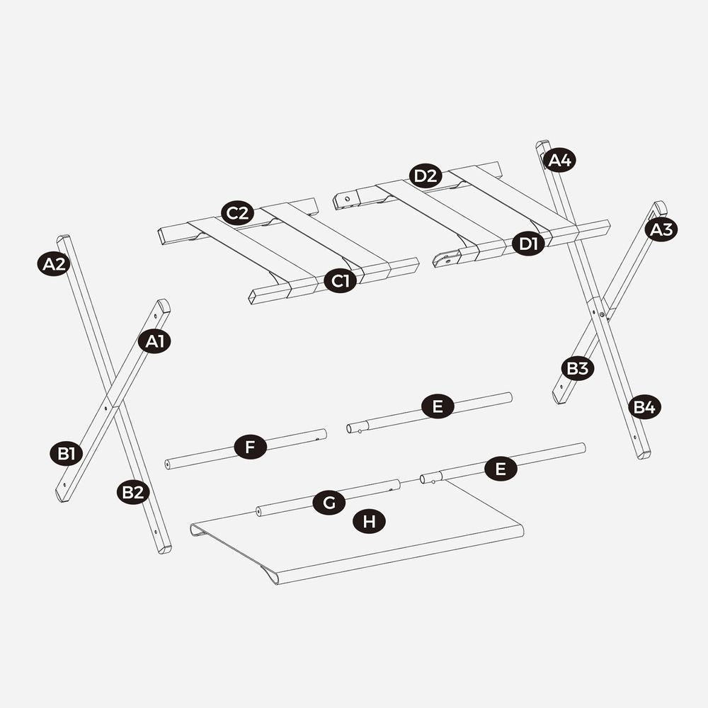 Luggage Racks - Folding With Storage Shelf - Set Of 2