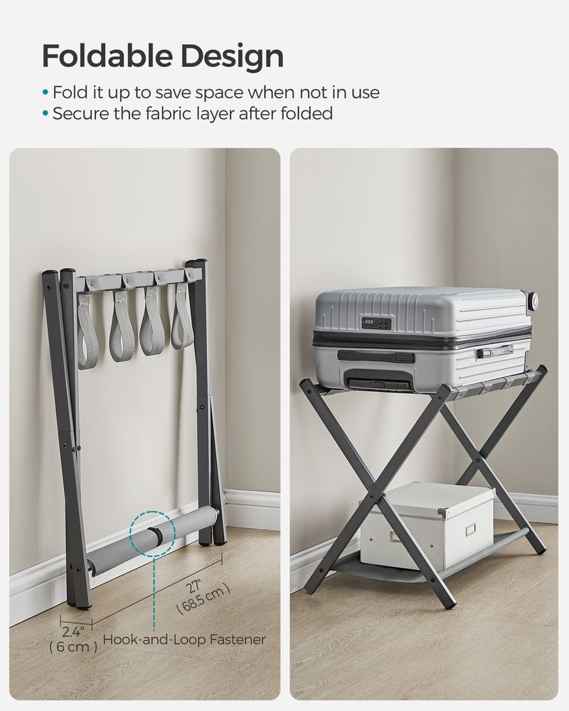 Luggage Racks - Folding With Storage Shelf - Set Of 2