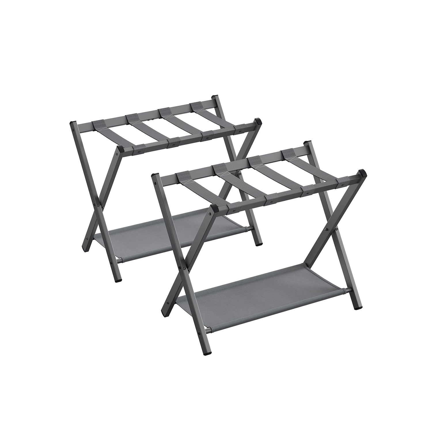 Luggage Racks - Folding With Storage Shelf - Set Of 2