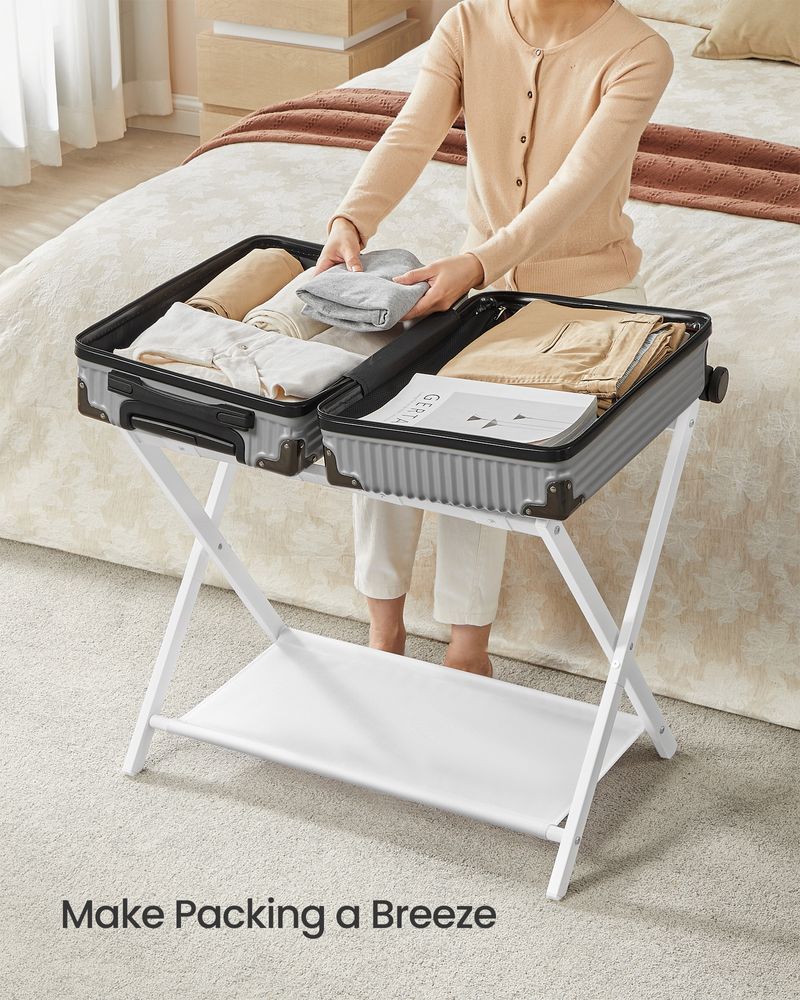 Luggage Racks - Folding With Storage Shelf - Set Of 2