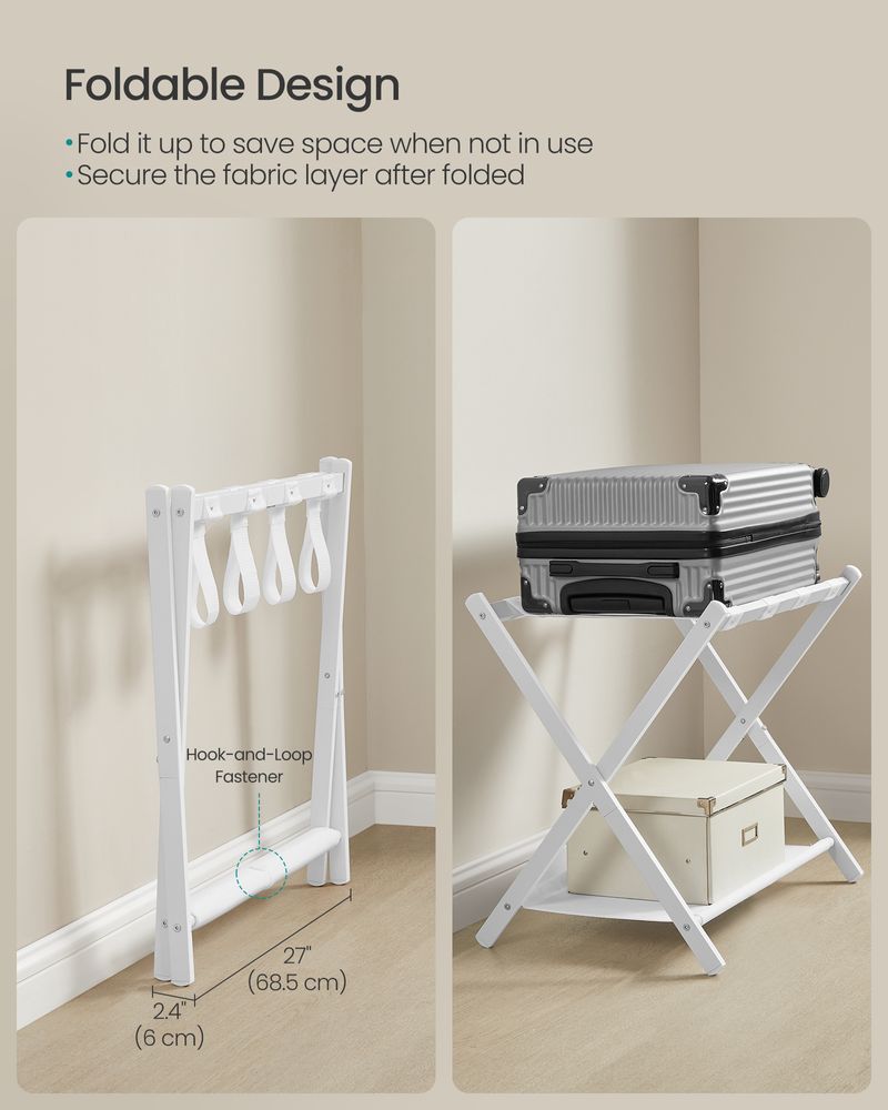 Luggage Racks - Folding With Storage Shelf - Set Of 2