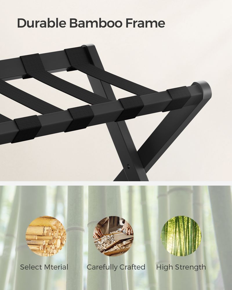 Luggage Rack - Folding With Storage Shelf - Guest Room Stand