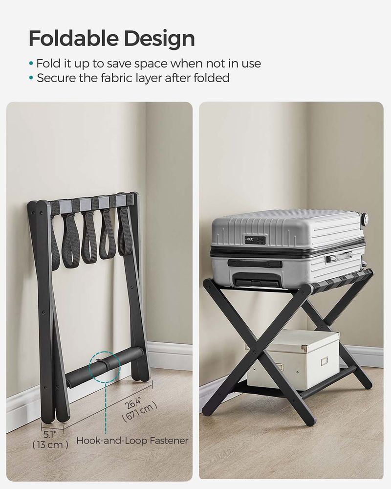 Luggage Rack - Folding With Storage Shelf - Guest Room Stand