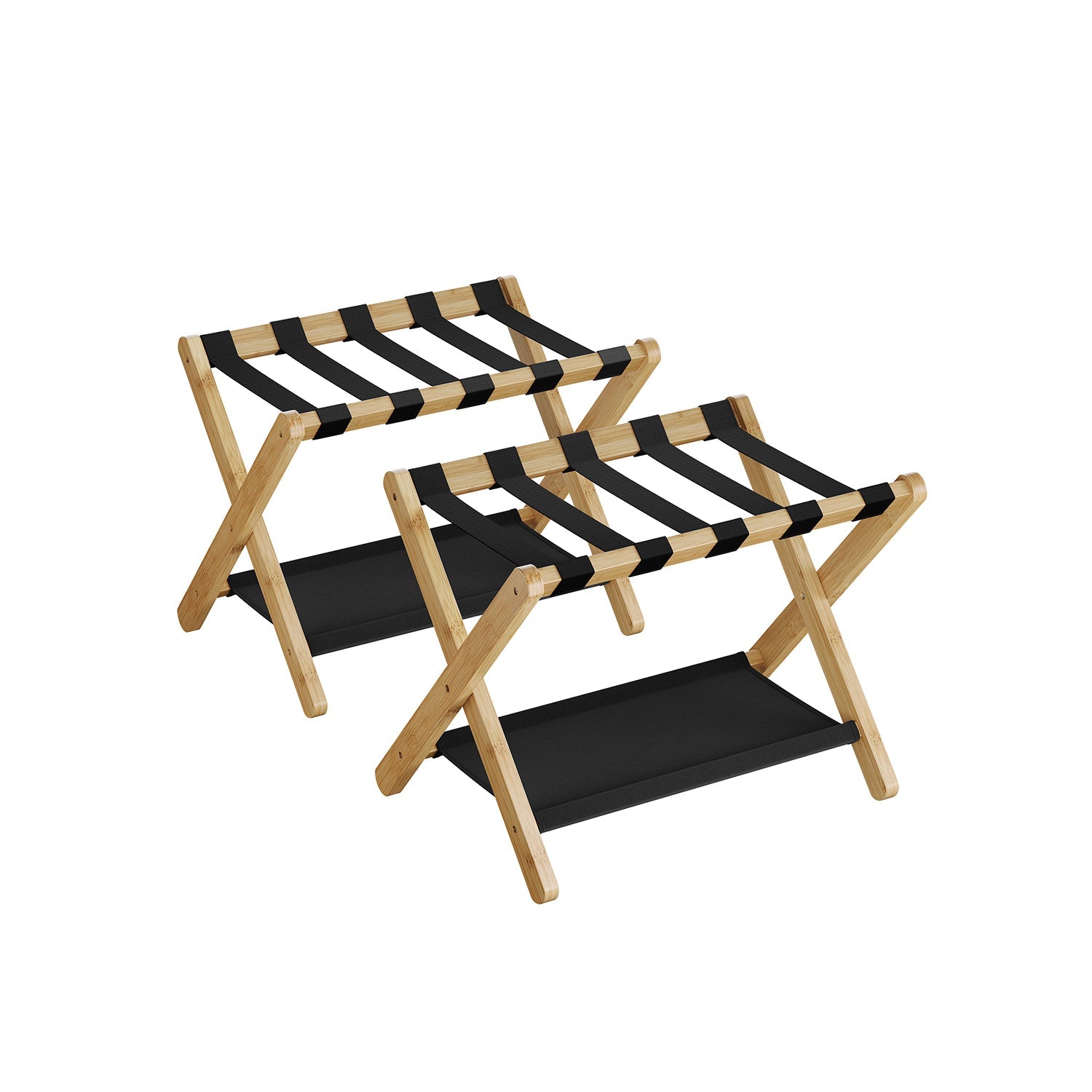 Luggage Rack - Folding With Storage Shelf - Guest Room Stand