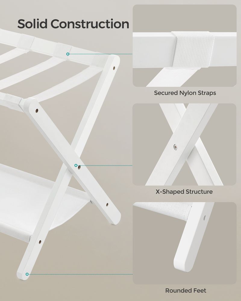Luggage Rack - Folding With Storage Shelf - Guest Room Stand