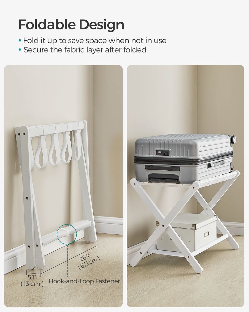 Luggage Rack - Folding With Storage Shelf - Guest Room Stand