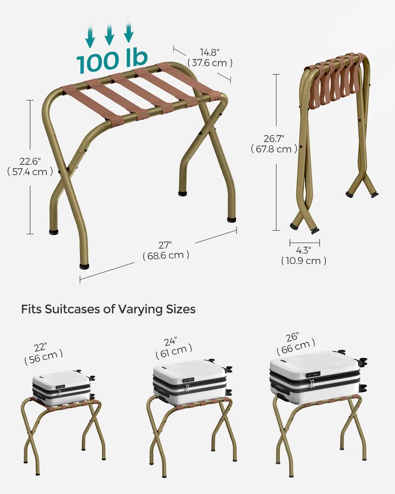Luggage Racks - Steel Frame Folding - Set Of 2 Guest Room