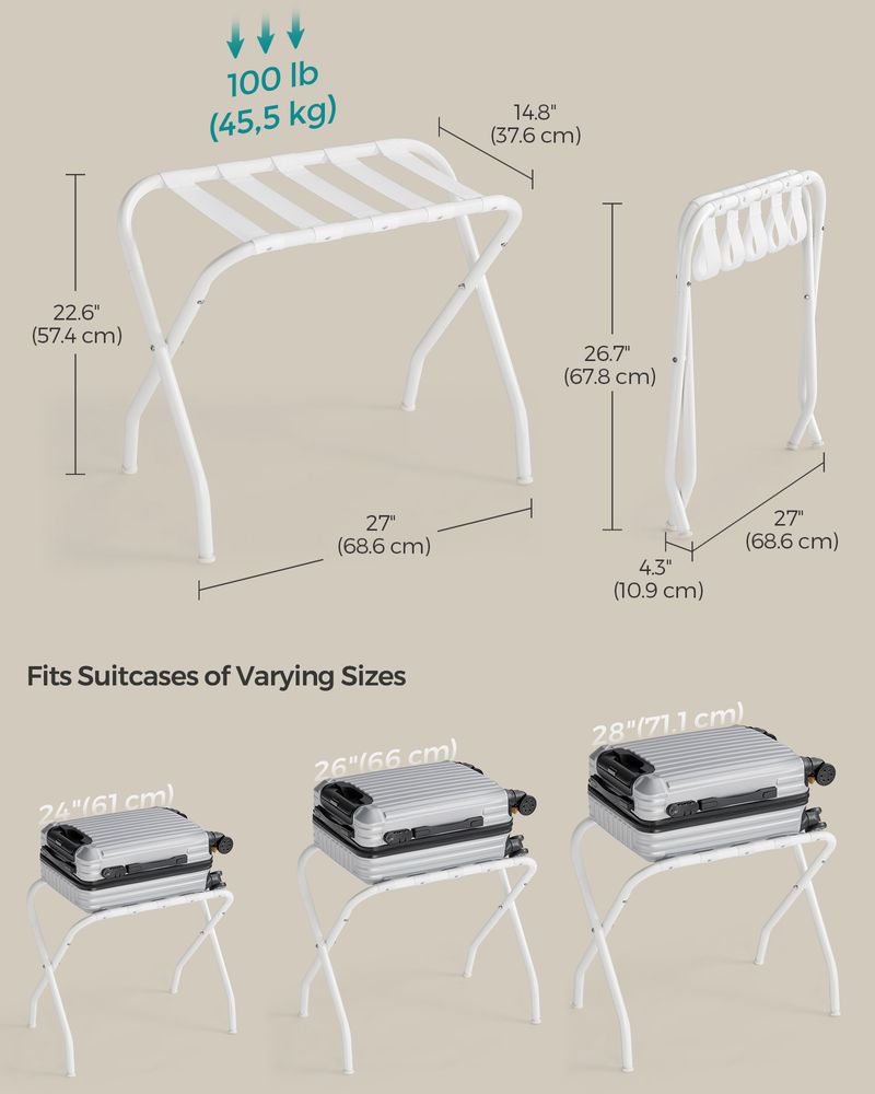 Luggage Racks - Steel Frame Folding - Set Of 2 Guest Room
