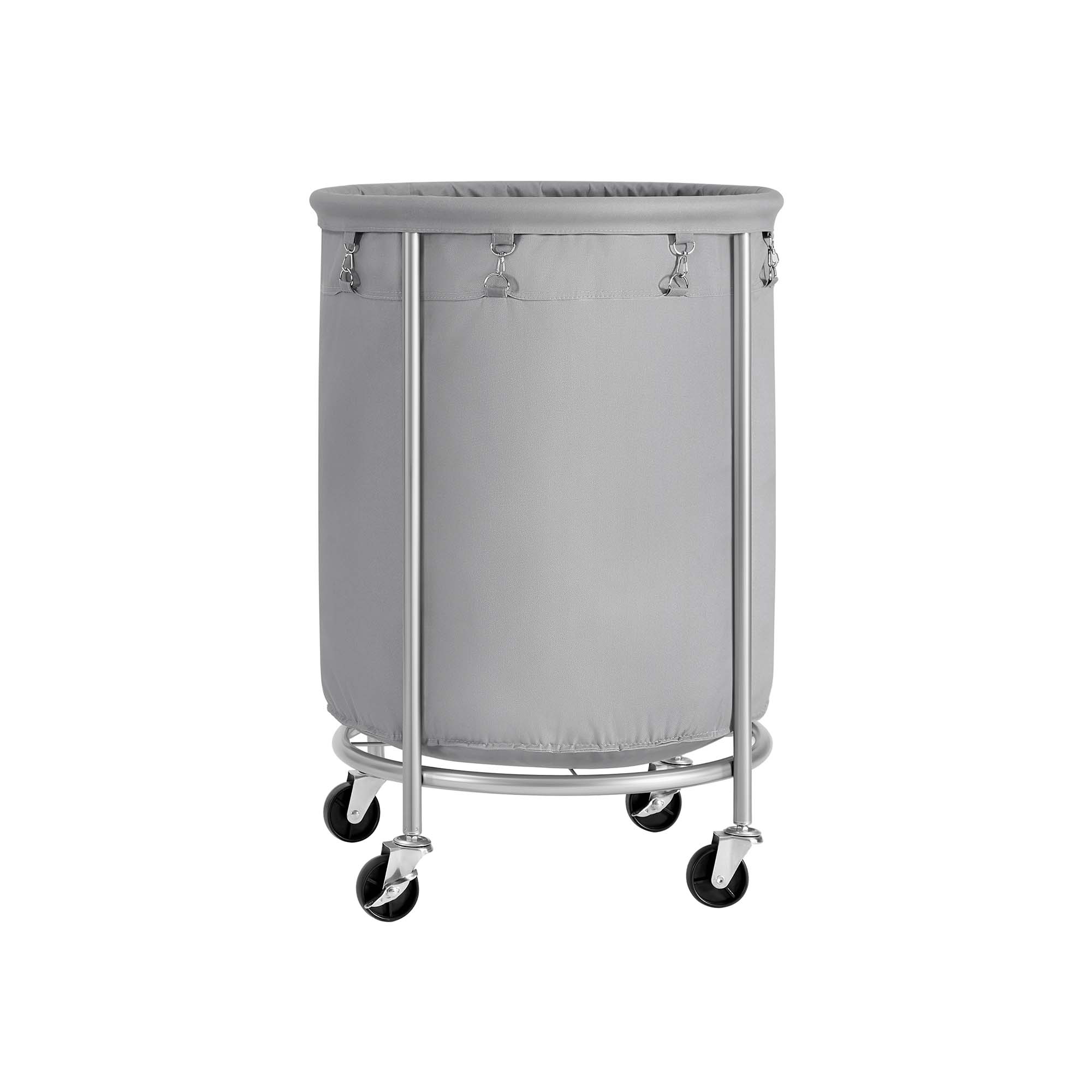Laundry Basket - Round Rolling Hamper - With Wheels
