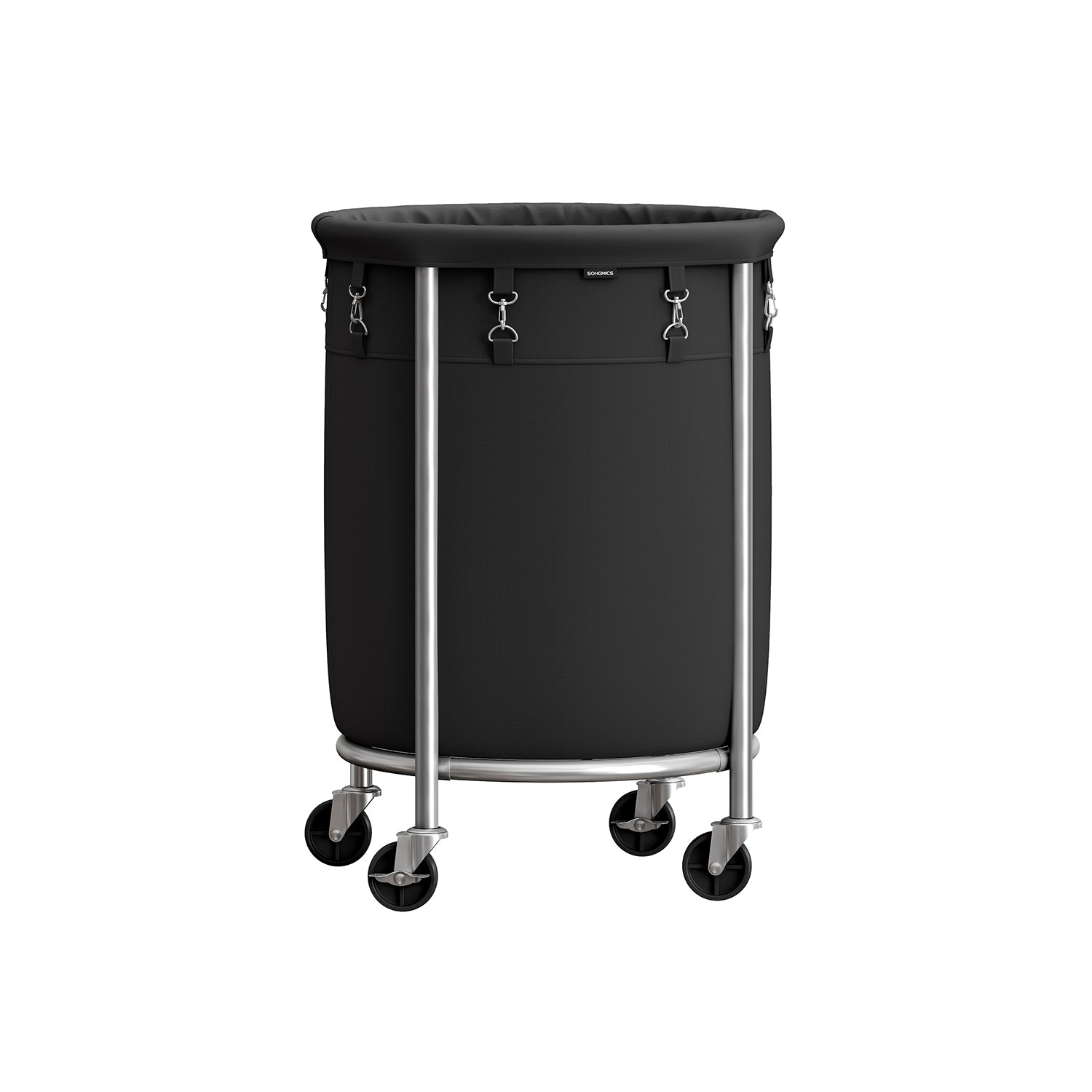Laundry Basket - Round Rolling Hamper - With Wheels