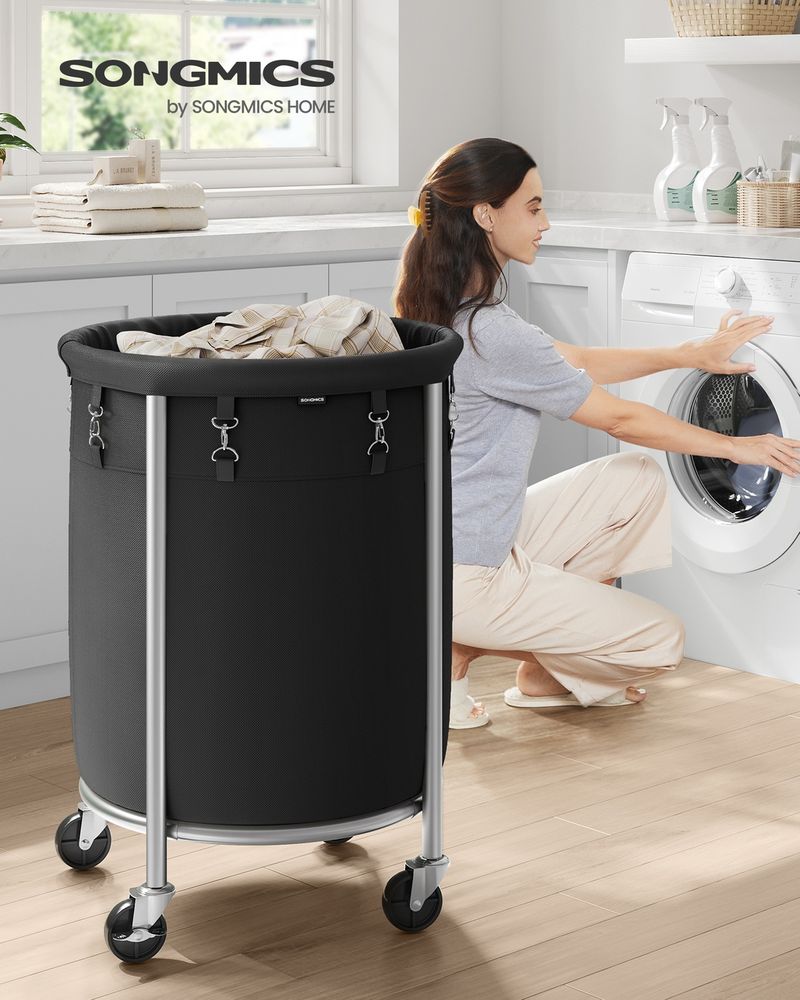 29 Gallon Laundry Basket With Wheels Removable Bag Rolling Hamper
