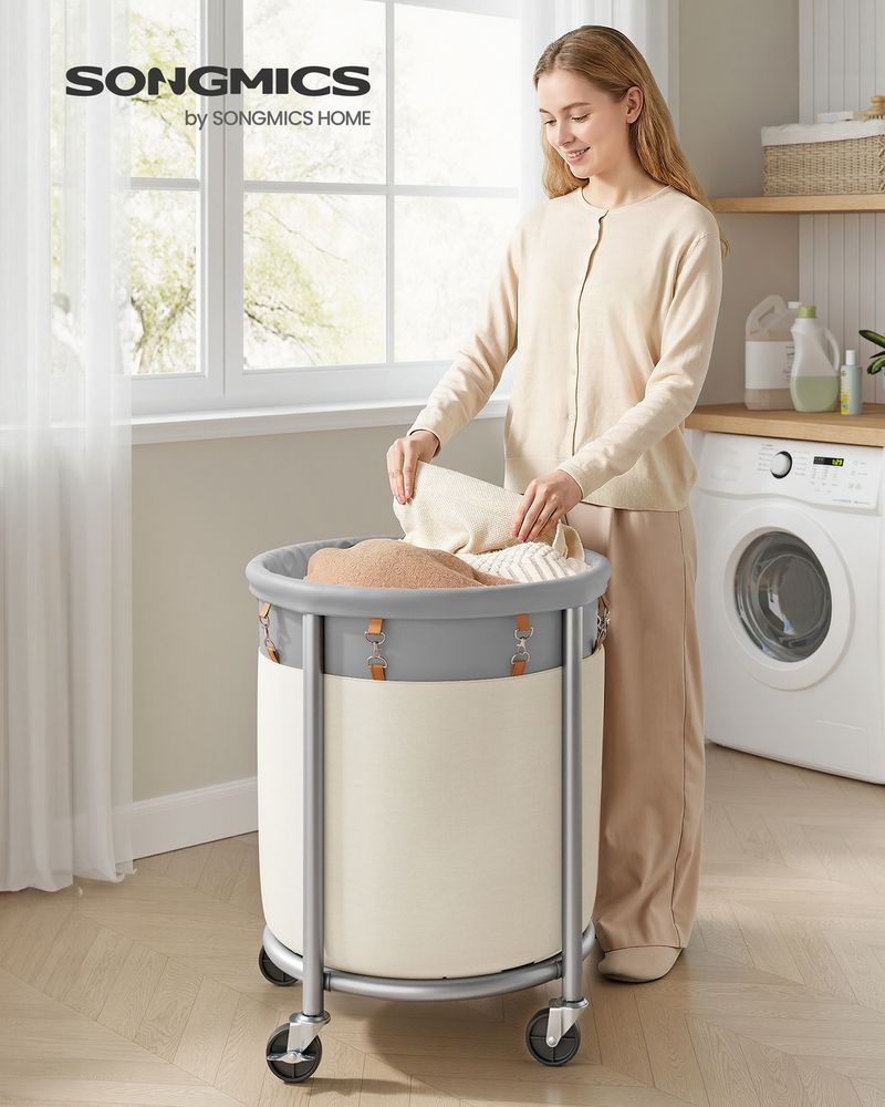 29 Gallon Laundry Basket With Wheels Removable Bag Rolling Hamper