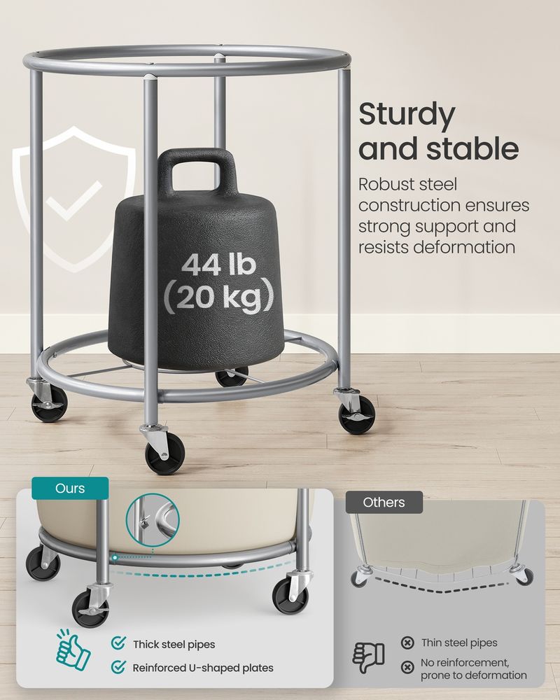 29 Gallon Laundry Basket With Wheels Removable Bag Rolling Hamper