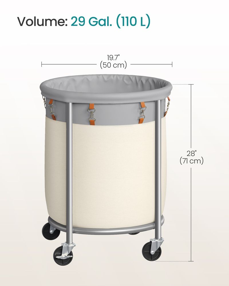 29 Gallon Laundry Basket With Wheels Removable Bag Rolling Hamper
