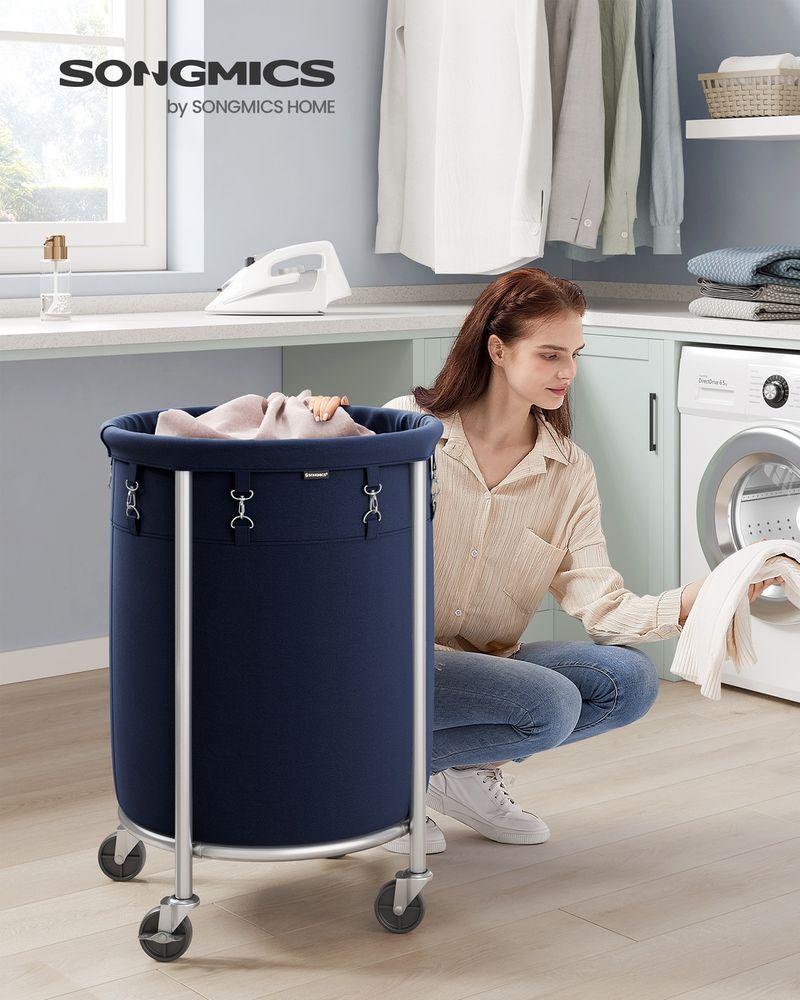 29 Gallon Laundry Basket With Wheels Removable Bag Rolling Hamper