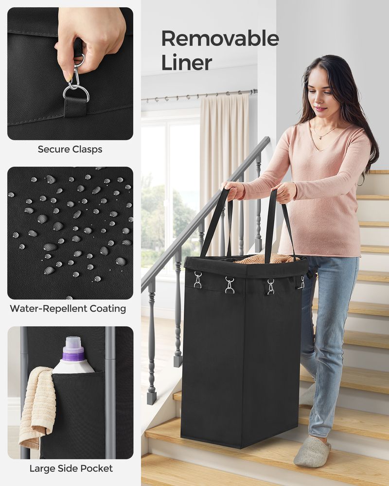 Laundry Basket With Wheels - Removable Liner - Steel Frame