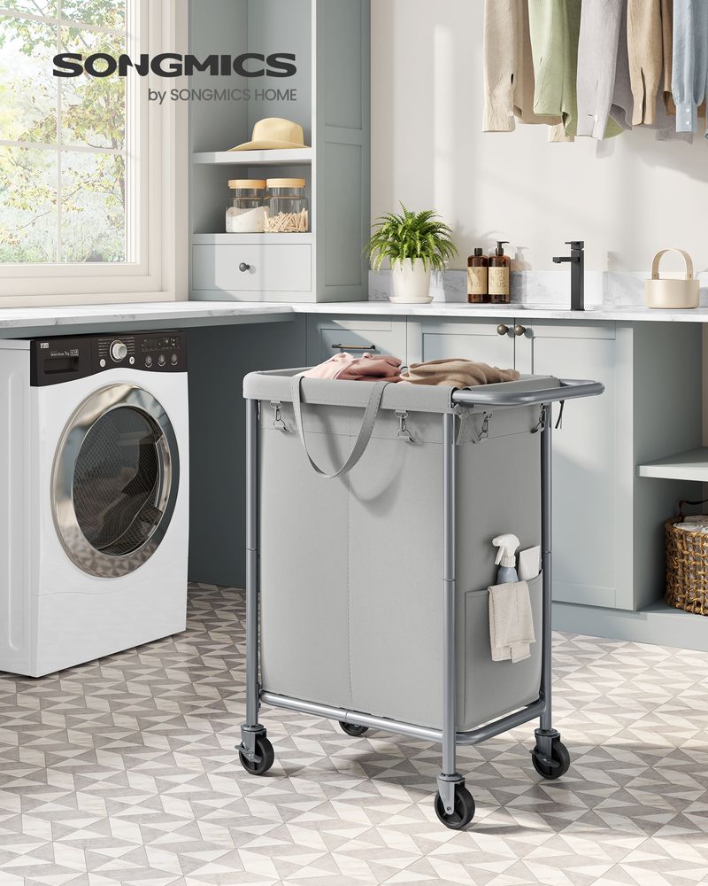 Laundry Basket With Wheels - Removable Liner - Steel Frame