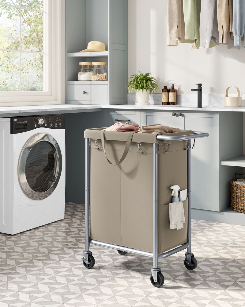 Laundry Basket With Wheels - Removable Liner - Steel Frame