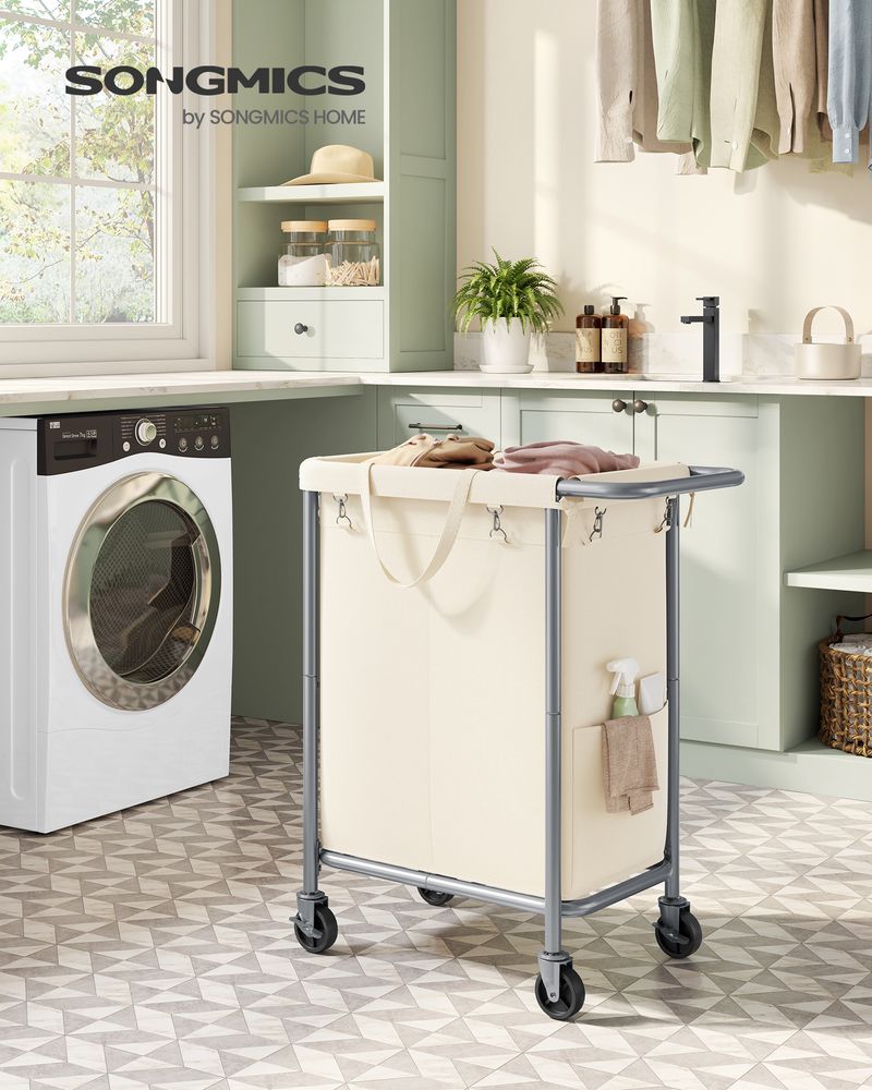 Laundry Basket With Wheels - Removable Liner - Steel Frame