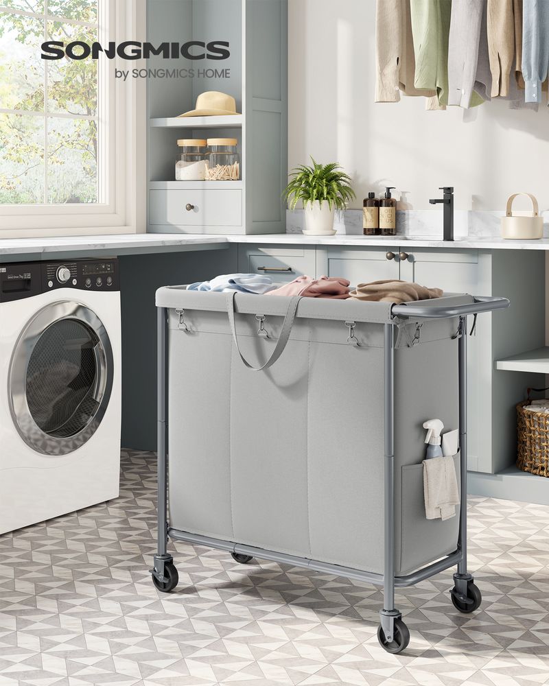 Laundry Basket With Wheels - Removable Liner - Steel Frame