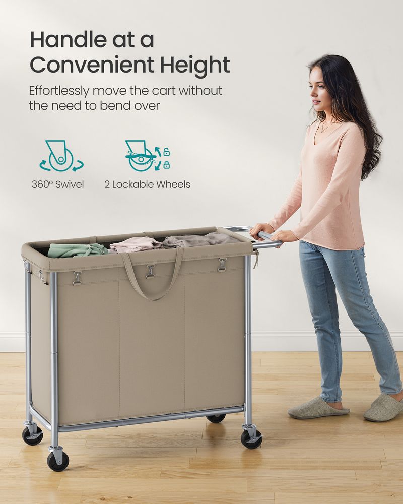 Laundry Basket With Wheels - Removable Liner - Steel Frame