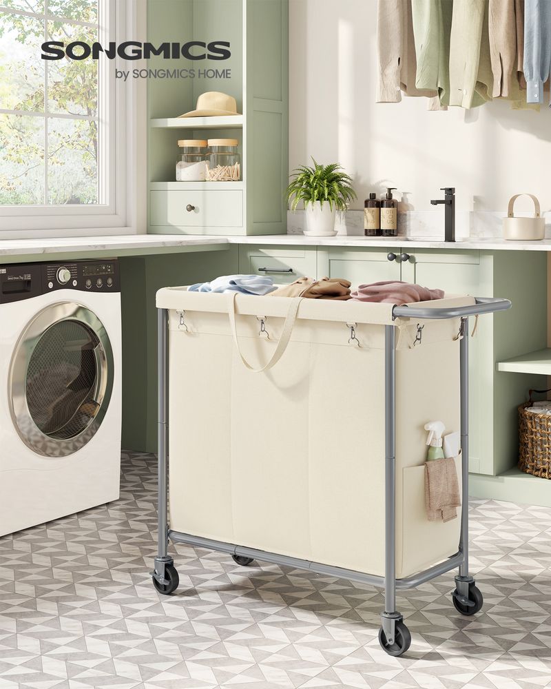Laundry Basket With Wheels - Removable Liner - Steel Frame